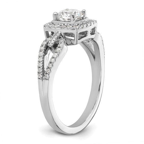 14k White Gold 3/4 carat Lab Grown Diamond VS/SI+ G+ Round Complete Halo Engagement Ring