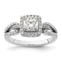 14K White Gold 0.75 Carat Lab Grown Diamond VS SI+ G+ Round Complete Halo Engagement Ring view 1