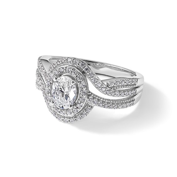 14k White Gold 1 carat Lab Grown Diamond VS/SI+ G+ Round Complete Bypass Engagement Ring