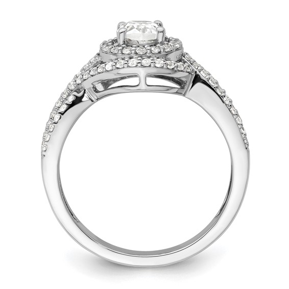 14k White Gold 1 carat Lab Grown Diamond VS/SI+ G+ Round Complete Bypass Engagement Ring