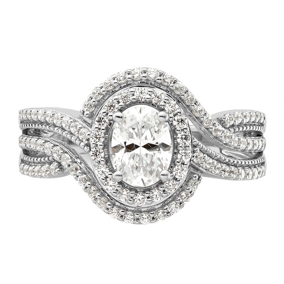 14k White Gold 1 carat Lab Grown Diamond VS/SI+ G+ Round Complete Bypass Engagement Ring