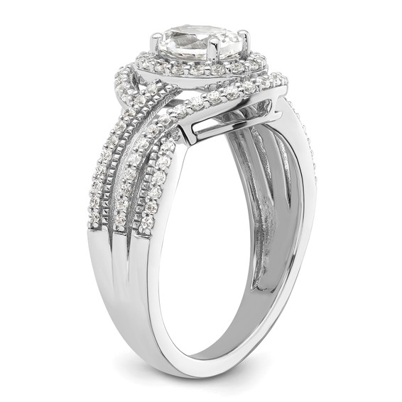 14k White Gold 1 carat Lab Grown Diamond VS/SI+ G+ Round Complete Bypass Engagement Ring