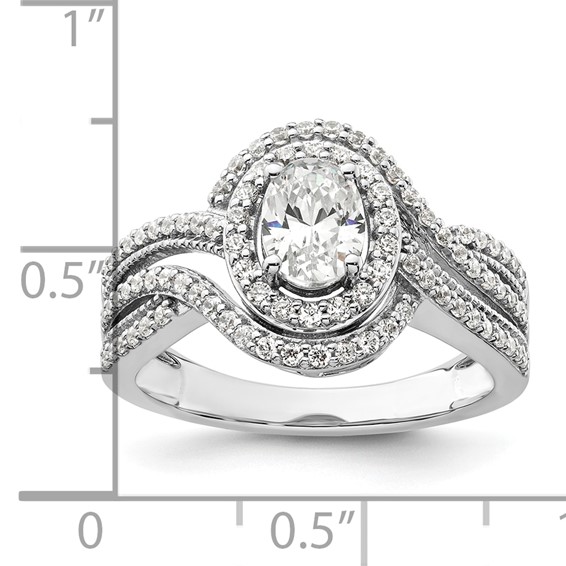 14k White Gold 1 carat Lab Grown Diamond VS/SI+ G+ Round Complete Bypass Engagement Ring