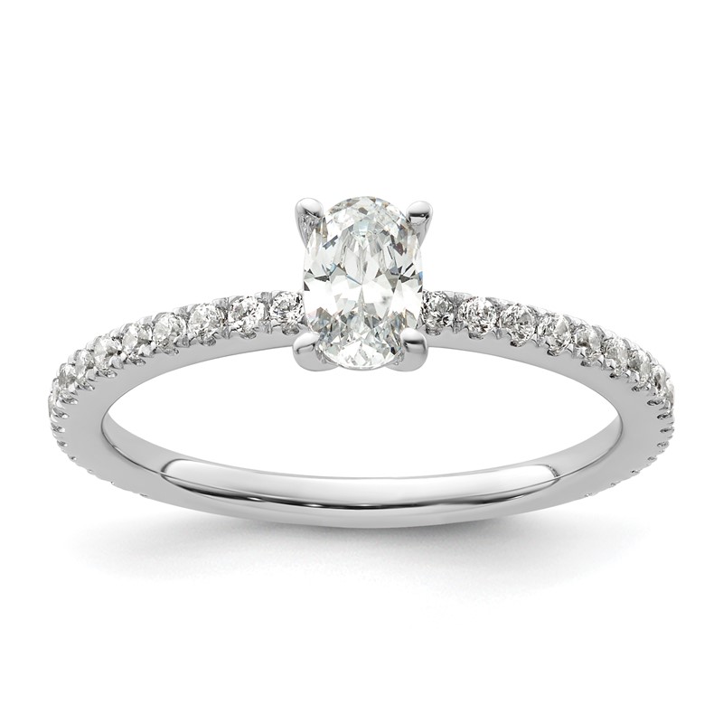 14k White Gold 3/4 carat Lab Grown Diamond VS/SI+ G+ Complete Oval Shared Prong Engagement Ring