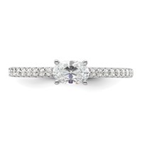 14K White Gold 0.75 Carat Lab Grown Diamond VS SI+ G+ East-West Oval Complete Engagement Ring view 4