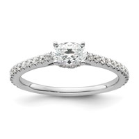 14K White Gold 0.75 Carat Lab Grown Diamond VS SI+ G+ East-West Oval Complete Engagement Ring view 1