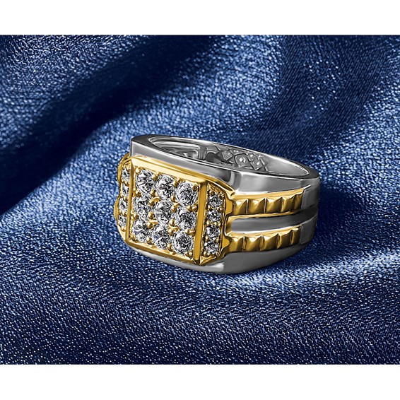 IBGoodman 14k Two-Tone 1 1/5 carat Lab Grown Diamond VS/SI+ G+ Men's Ring