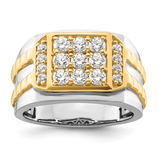 IBGoodman 14k Two-Tone 1 1/5 carat Lab Grown Diamond VS/SI+ G+ Men's Ring