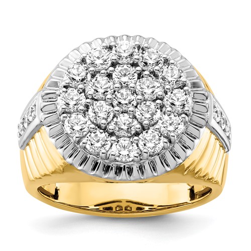 IBGoodman 10K Two-Tone 2 Carat Lab Grown Diamond VS SI+ G+ Complete Men's Cluster Ring