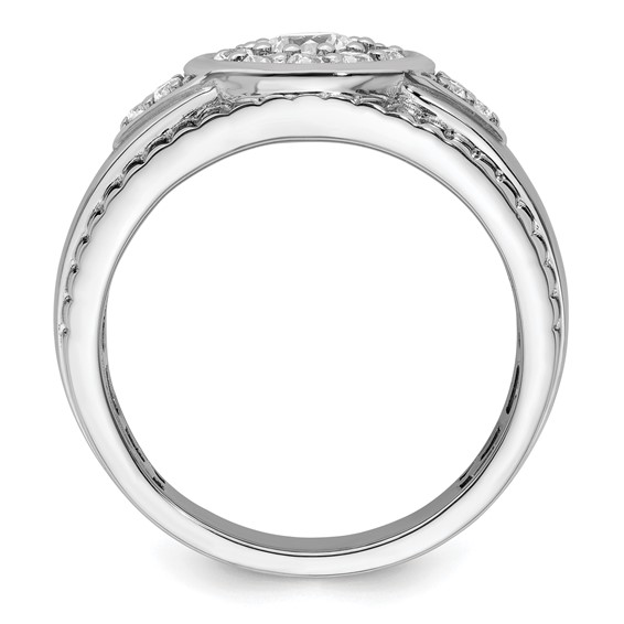 IBGoodman 14k White Gold 1 carat Lab Grown Diamond VS/SI+ G+ Complete Men's Cluster Ring