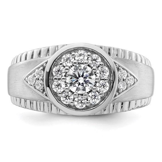 IBGoodman 14k White Gold 1 carat Lab Grown Diamond VS/SI+ G+ Complete Men's Cluster Ring