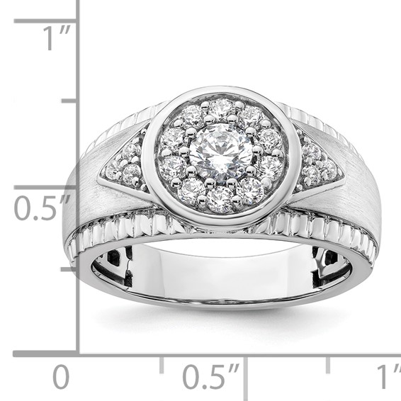 IBGoodman 14k White Gold 1 carat Lab Grown Diamond VS/SI+ G+ Complete Men's Cluster Ring