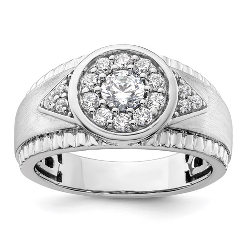 IBGoodman 14K White Gold 1 Carat Lab Grown Diamond VS SI+ G+ Complete Men's Cluster Ring