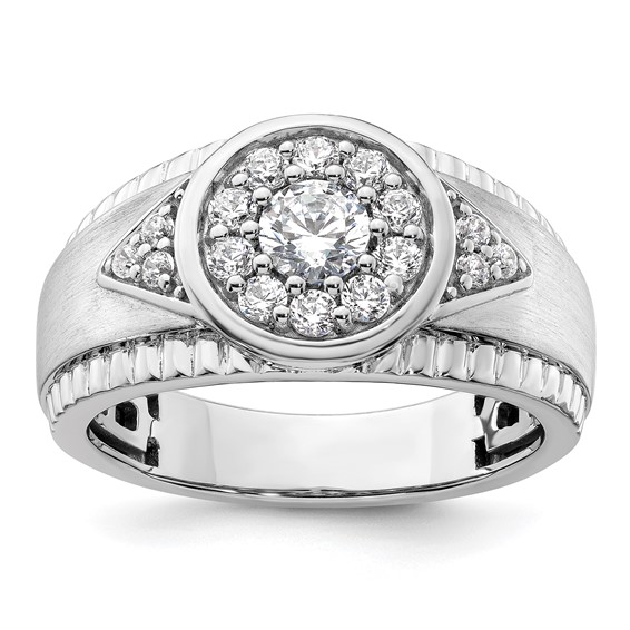 IBGoodman 14k White Gold 1 carat Lab Grown Diamond VS/SI+ G+ Complete Men's Cluster Ring