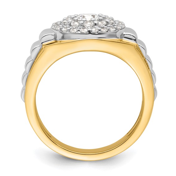 IBGoodman 14k Two-Tone 1 1/4 carat Lab Grown Diamond VS/SI+ G+ Complete Cluster Men's Ring