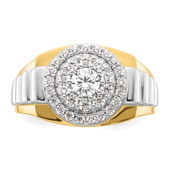 IBGoodman 14k Two-Tone 1 1/4 carat Lab Grown Diamond VS/SI+ G+ Complete Cluster Men's Ring