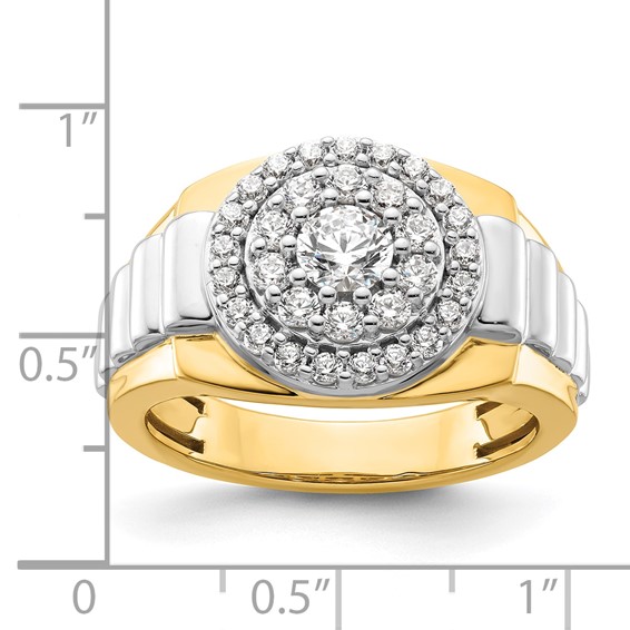IBGoodman 14k Two-Tone 1 1/4 carat Lab Grown Diamond VS/SI+ G+ Complete Cluster Men's Ring