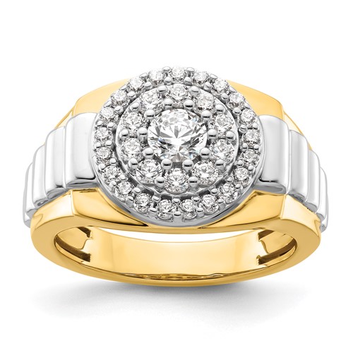 IBGoodman 14K Two-Tone 1.25 Carat Lab Grown Diamond VS SI+ G+ Complete Cluster Men's Ring