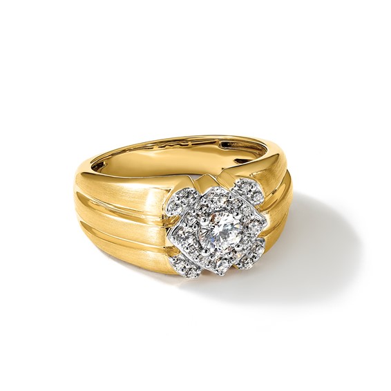 IBGoodman 14k Two-Tone 1 carat Lab Grown Diamond VS/SI+ G+ Complete Men's Ring