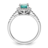 Pure Serenity 14K White Gold 0.20 Carat Lab Grown Diamond VS SI+ G+ and Lab Created Paraiba Ring view 2
