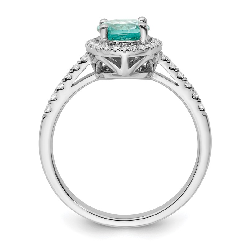 Pure Serenity 14k White Gold 1/5 carat Lab Grown Diamond VS/SI+ G+ and Lab Created Paraiba Ring