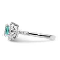Pure Serenity 14K White Gold 0.20 Carat Lab Grown Diamond VS SI+ G+ and Lab Created Paraiba Ring view 3