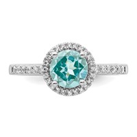 Pure Serenity 14K White Gold 0.20 Carat Lab Grown Diamond VS SI+ G+ and Lab Created Paraiba Ring view 4