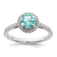 Pure Serenity 14K White Gold 0.20 Carat Lab Grown Diamond VS SI+ G+ and Lab Created Paraiba Ring view 1