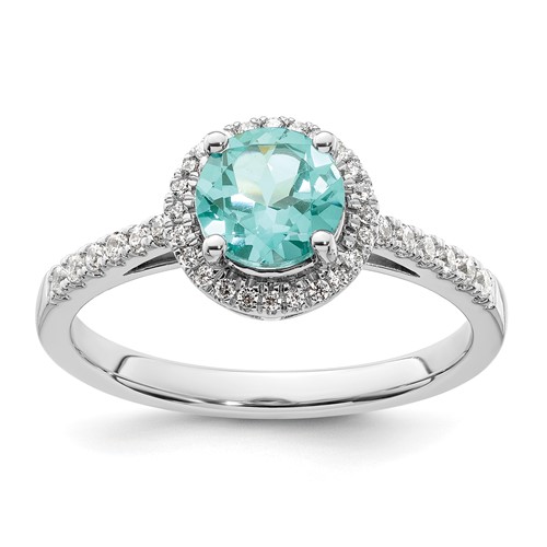 Pure Serenity 14K White Gold 0.20 Carat Lab Grown Diamond VS SI+ G+ and Lab Created Paraiba Ring
