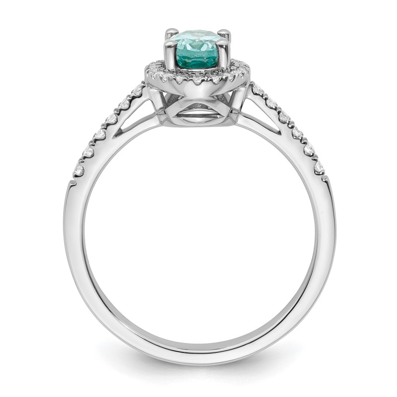 Pure Serenity 14k White Gold 1/5 carat Lab Grown Diamond VS/SI+ G+ and Lab Created Paraiba Ring