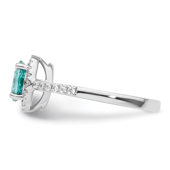 Pure Serenity 14k White Gold 1/5 carat Lab Grown Diamond VS/SI+ G+ and Lab Created Paraiba Ring