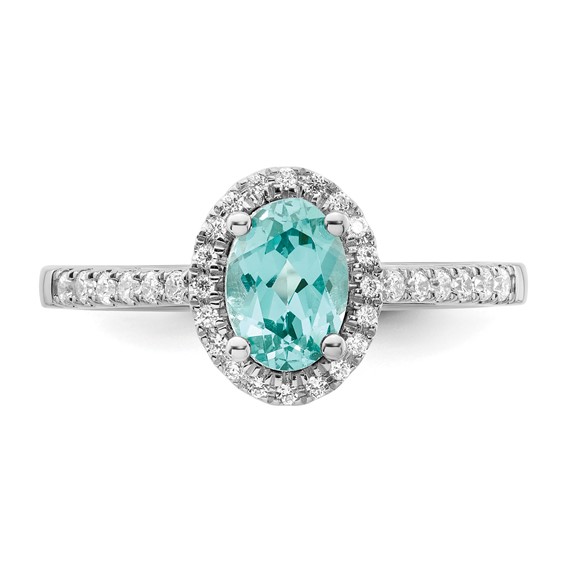 Pure Serenity 14k White Gold 1/5 carat Lab Grown Diamond VS/SI+ G+ and Lab Created Paraiba Ring