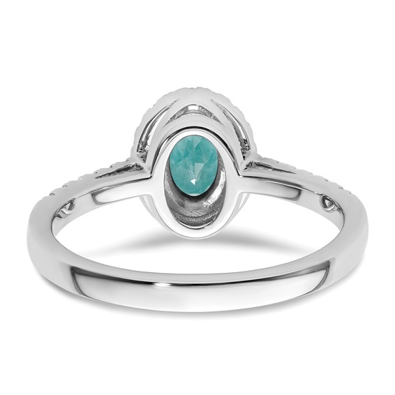 Pure Serenity 14k White Gold 1/5 carat Lab Grown Diamond VS/SI+ G+ and Lab Created Paraiba Ring