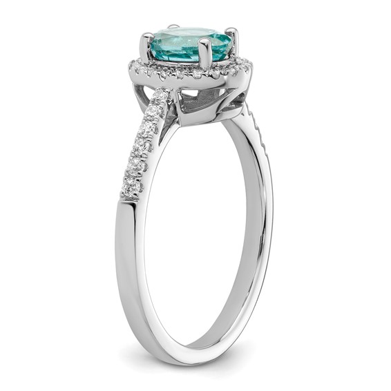 Pure Serenity 14k White Gold 1/5 carat Lab Grown Diamond VS/SI+ G+ and Lab Created Paraiba Ring