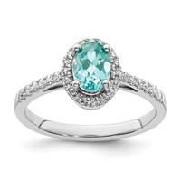 Pure Serenity 14K White Gold 0.20 Carat Lab Grown Diamond VS SI+ G+ and Lab Created Paraiba Ring view 1
