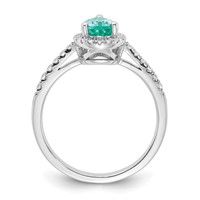 Pure Serenity 14K White Gold 0.25 Carat Lab Grown Diamond VS SI+ G+ and Pear Lab Created Paraiba Ring view 2