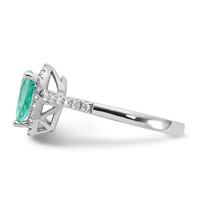 Pure Serenity 14K White Gold 0.25 Carat Lab Grown Diamond VS SI+ G+ and Pear Lab Created Paraiba Ring view 3