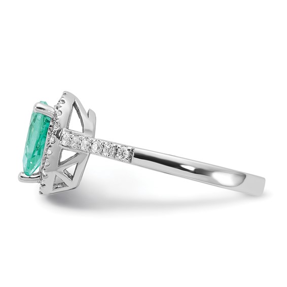 Pure Serenity 14k White Gold 1/4 carat Lab Grown Diamond VS/SI+ G+ and Pear Lab Created Paraiba Ring