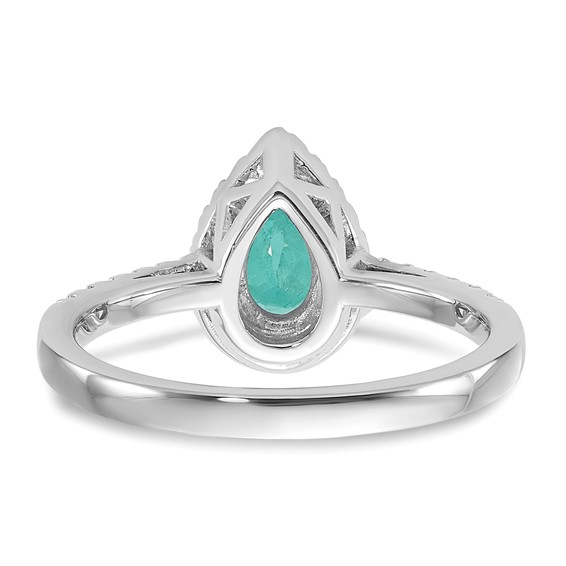 Pure Serenity 14k White Gold 1/4 carat Lab Grown Diamond VS/SI+ G+ and Pear Lab Created Paraiba Ring