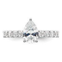 14K White Gold 2 Carat Lab Grown Diamond VS SI+ G+ Pear Complete Engagement Ring view 4