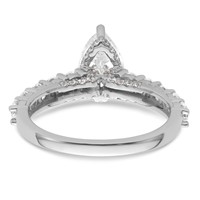 14K White Gold 2 Carat Lab Grown Diamond VS SI+ G+ Pear Complete Engagement Ring view 5
