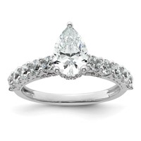 14K White Gold 2 Carat Lab Grown Diamond VS SI+ G+ Pear Complete Engagement Ring view 1