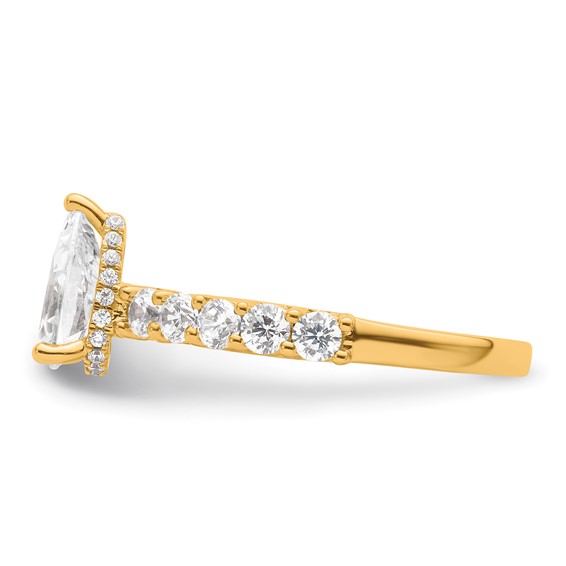 14k 2 carat Certified Lab Grown Diamond VS/SI+ G+ Pear Complete Engagement Ring