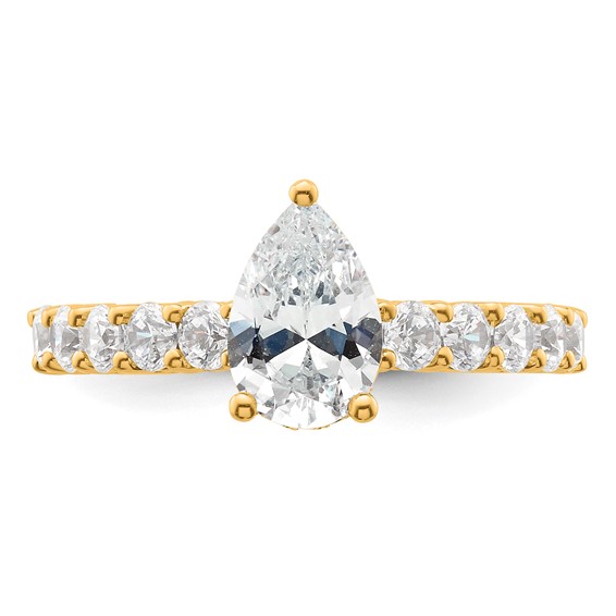 14k 2 carat Certified Lab Grown Diamond VS/SI+ G+ Pear Complete Engagement Ring