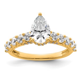 14k 2 carat Certified Lab Grown Diamond VS/SI+ G+ Pear Complete Engagement Ring