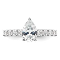 14K White Gold 2 Carat Certified Lab Grown Diamond VS SI+ G+ Pear Complete Engagement Ring view 4