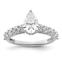 14K White Gold 2 Carat Certified Lab Grown Diamond VS SI+ G+ Pear Complete Engagement Ring view 1