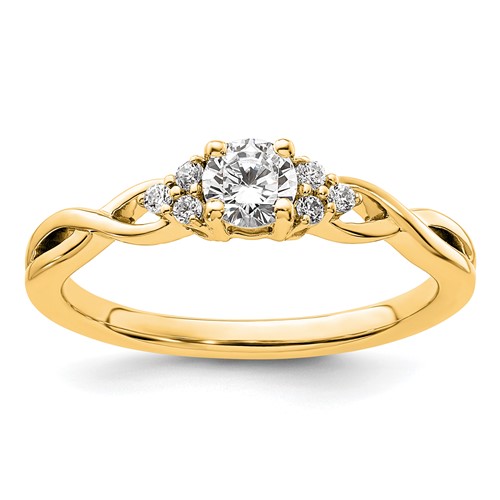 14K Yellow Gold 0.33 Carat Lab Grown Diamond VS SI+ G+ Round Complete Halo Engagement Ring