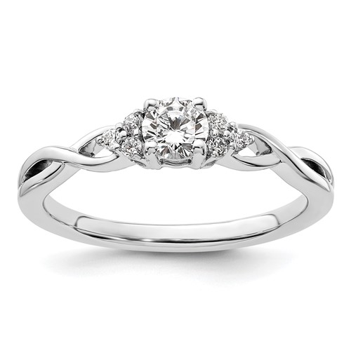 14K White Gold 0.33 Carat Lab Grown Diamond VS SI+ G+ Round Complete Halo Engagement Ring
