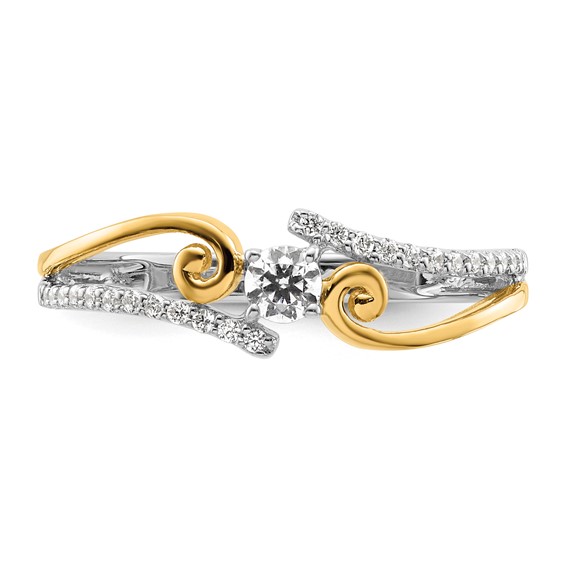 14k Two-tone ByPass Round Complete Diamond Promise/Engagement Ring